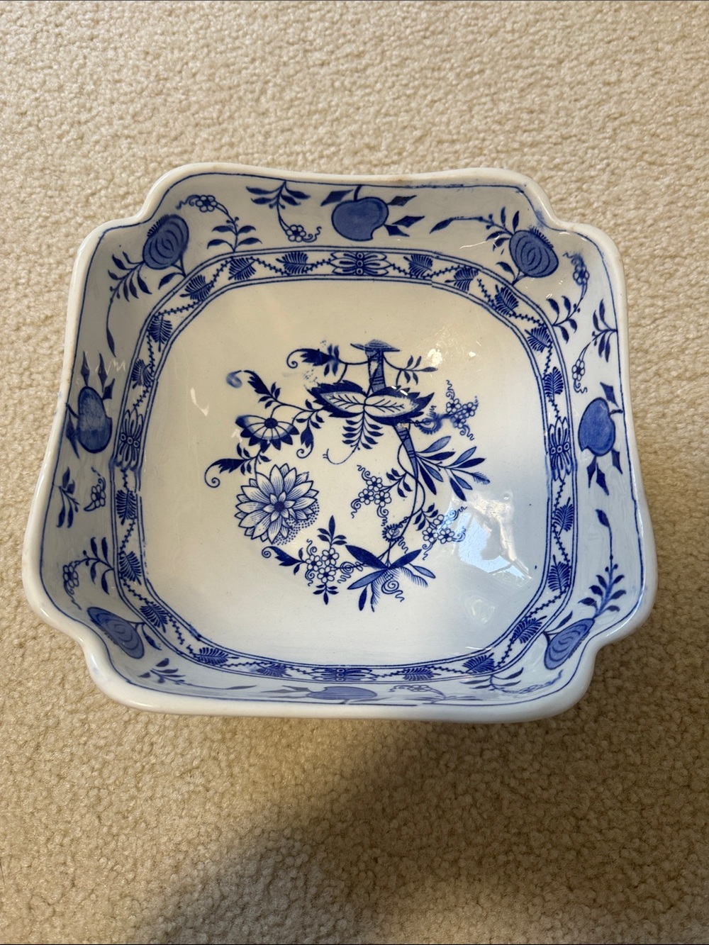 Antique Blue Meissen Ceramic Serving Bowl
